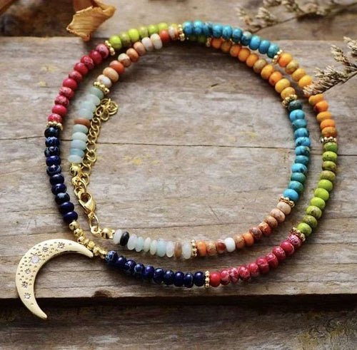 7 Chakra Moon Necklace - Bela Fils BoutiqueNecklacesBela Fils Boutique